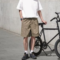 夏季男款高街五分褲短褲潮牌復古戶外速乾防水薄款冰絲運動寬鬆