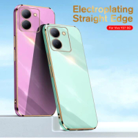 For Vivo Y27 4G 5G Straight Edge Electroplated Phone Case 360° Full Protective Shell Fall Prevention