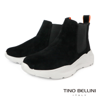 TINO BELLINI 男款 潮流厚底側鬆緊高筒休閒鞋-黑
