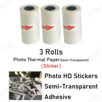 3 Rolls Thermal Paper Sticker Paper Label Paper Photo Paper Color Paper For PeriPage PAPERANG Photo Printer