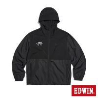 EDWIN 撞色防潑水連帽風衣外套-男-黑色