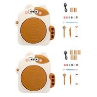 Kids Pottery Wheel Kit Sculpting Clay And Tools Adjustable Speed Clay Machine Cat Pottery Machine For Ceramic Work Ceramics Clay