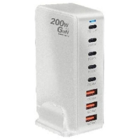 INFINITY T200W GAN 200W 8埠 5個Type-C介面/3個USB介面 PD30W QC18W MAX充電器 白色 (IN-T200W) (V265)