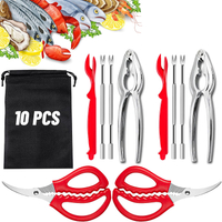 10 Pcs Seafood Tools Set - Crab Lobster Crackers Stainless Steel Forks Opener Shellfish Lobster Crab