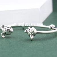 925 Sterling Silver Dis Mick &amp; Minn Open Bangle Bracelet For Women Fit European Pandora Charm Beads Jewelry