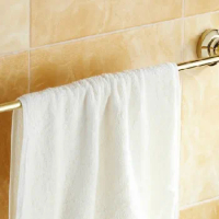 Luxury Gold Color Brass Wall Mounted Bathroom Single Bar Rack Towel Rails Holder 2ba103