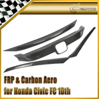 Car-styling For Honda 10th Generation Civic FC Carbon Fiber Front Grill Cover And Hood Lip Fibre Eyebrow Eyelid Stick on Type