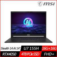 MSI微星 Stealth 14 AI Studio A1VEG-200TW 14吋電競筆電 (Ultra 7 155H/RTX4050/16G+16G/4TB PCIe SSD/Win11/特仕版)