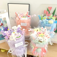 【天使愛美麗】卡通玩偶花束卡通公仔 長毛 玩偶花束 多款任選(畢業禮 情人節 兒童節 母親節 生日 送禮)