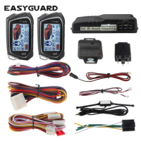 EASYGUARD auto Start stop 2 Way Car Alarm System big LCD Pager Display Turbo Timer Mode shock/vibration alarm