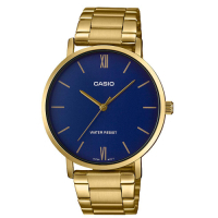CASIO 卡西歐藍金時尚休閒腕錶 MTP-VT01G-2B