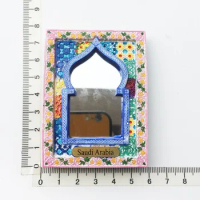 Saudi Arabian style carved mirror frame Fridge Magnet resin decoration tourist souvenir message stickers handicrafts