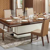 Good Price Dropshipping Modern Dining Table Big Wholesale Marble Top Wooden Dining Table Set