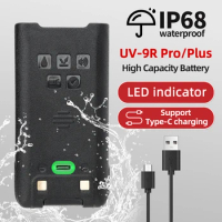 Baofeng UV-9R Pro Li-ion Battery IP68 Waterproof Support Type-C Charge for Baofeng UV-9R Plus Pro UV-XR Portable Walkie Talkie