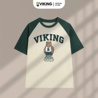 (Phom Rộng) Áo Thun Viking Bearclub SAIGON Raglan/Tanktop Trắng/Xanh - Cartoon Daddy Bear Collection