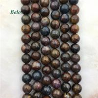 15.5" High Grade Round Smooth Peter Stone Loose Beads, Natural Pietersite Beads Gems Stone Beads For Jewelry Making, BG18131