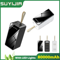 2023 80000mah Power Bank The Latest Model Fast Charging Powerbank for All Mobile Phones with LED Lights Outdoor Camping Battery