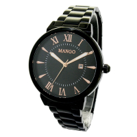 MANGO 羅馬時刻簡約鋼帶錶-MA6771L-BK-H(黑色x玫瑰金/36mm)
