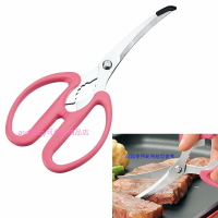 asdfkitty*日本製 下村工業 粉紅色食物剪刀/牛排烤肉剪刀/廚房剪刀-不沾鍋適用