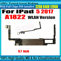 A822 WLAN Version For IPad 5 2017 A1822 Motherboard With Touch ID 32GB 64GB 128GB Logic board Free iCloud Unlocked Mainboard