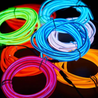 EL Wire Neon Glowing Strobing Electro Luminescent Light El Wire Pack for Parties Halloween Decoration 4m 5m