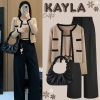 OUTFIT Remaja Kekinian Oneset 3in1 | Tas + Cardigan Rajut + Celana Knit Highwaist | Outfit Date Eleg