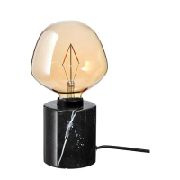 MARKFROST/MOLNART 桌燈附燈泡, 大理石 黑色/鐘形 棕色 透明玻璃