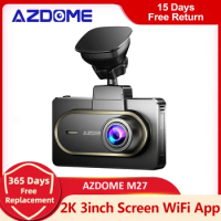 AZDOME Dash Cam M27 Car DVR 2K Resolution FHD 1440P WiFi 3inch IPS Screen Car Recorders Night Vision Parking Monitor G-Sensor