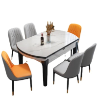 Solid Wood Dining Table Modern Small Apartment Retractable Dining Tables and Chairs Set Dining Table Set