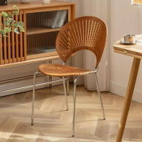免運 可開發票 北歐實木貝殼家用餐椅靠背椅子網紅餐廳椅子法式復古現代簡約餐椅