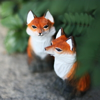 鹿妖商店 紅狐貍 手工木雕 實木狐貍雕塑擺件 北歐風 九尾狐