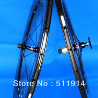 Full Carbon Road Bike Clincher Wheelset 700C - 88mm (F : 20H / R : 24H) - Clincher Rim + Spokes + hub + Brake Pads + Skewers