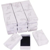 20 Pack Rectangle Kraft Jewelry Box 1.96x3.11x1.06 Inches Marble White Cardboard Jewelry Gift Boxes for Valentine's Day