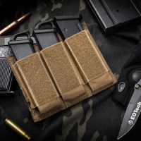 Tactical Open Top Dual Magazine Holster Bag Triple Pistol Mag Pouch for 9mm Glock M1911 92F Magazines 40mm Grenade