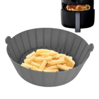 Silicone Air Fryers Pan Non-Stick Silicone Basket Airfryer Oven Baking Tray Silicone Basket Reusable Airfryer Pan Liner