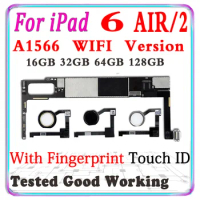 Free iCloud Original A1566 Version For iPad 6 Air 2 Motherboard With Touch ID 16g 64gb 128gb For iPad 6 Air 2 A1566 Logic Boards