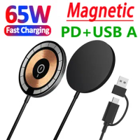65W Magnetic Wireless Charger Pad for iPhone 14 13 12 11 Pro Max Samsung Xiaomi Chargers Induction Fast Charging Dock Station