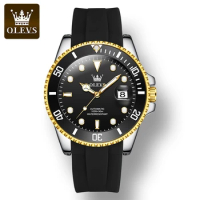 OLEVS 6650 Fashion Mechanical Watch Round-dial Silicone Watchband Calendar Luminous