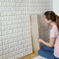 PE Foam 3D Wall Stickers Brick Pattern Waterproof Self Adhesive Wallpaper Room Home Decor For Kids Bedroom Living Room Stickers