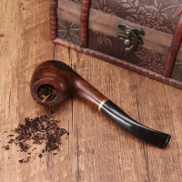 New Handmade Natural Ebony Wood Smoke Tobacco Smoking Pipe Black Wooden Pipe With 9mm Pipe Filters Accessories