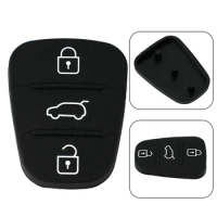 1pc Key 3 Buttons Cover Replacement Rubber Key Pad Black For Hyundai I20 I30 Ix35 Ix20 Rio Venga Car Lock System Key Shell