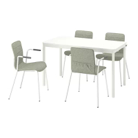 TOMMARYD/LÄKTARE 會議桌和椅, 白色/淺綠色, 130x70 公分