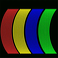 200 sets/lot Car 16''-18" Wheel Reflective Rim Sticker 5 Color 16 Strips Tape Cars Motorcycle Stickers Accessories