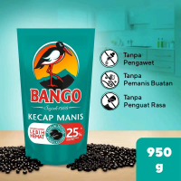 Bango Kecap Manis Kemasan 950 gr dari Bahan Kedelai Hitam cocok untuk berbagai makanan,sebagai pelen