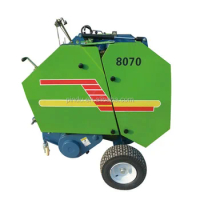 mini rice wheat stalk hay roll round baler walking tractor/rice straw baling machine for wet and dry grass