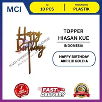 TOPPER KUE HAPPY BIRTHDAY AKRILIC CAKE TOPPER ACRYLIC - 1 PACK 10 PCS HBDC