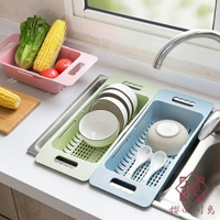 塑料置物架家用碗碟收納架可伸縮水槽瀝水架廚房【櫻田川島】