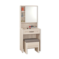 【PB FURNITURE 堡美家具】Shirley現代簡約2尺化妝台(含椅/附活動隔板2片/化妝桌/梳妝台/收納櫃/桌子)