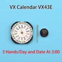 VX43 Movement Epson VX43E-3 Movement VX Calendar Series VX43E Quartz Movemet Size:11 1/2''' 3 Hands/Day/date display at 3:00
