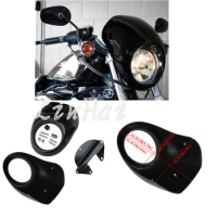 Front Visor Head Light Mask Fairing Bright black Cafe Racer Drage Fit for Harley Sportster